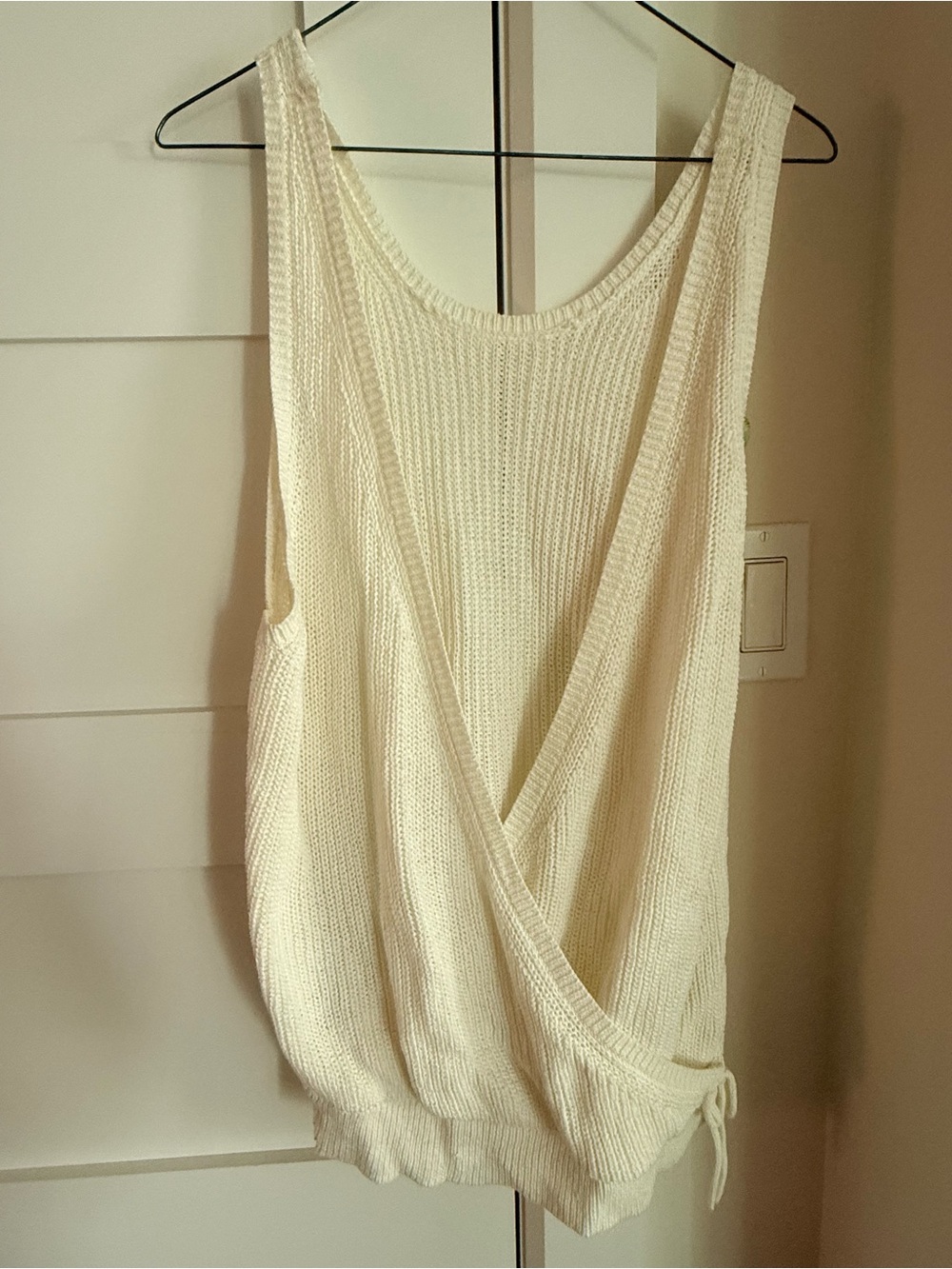Babaton Cream Knit Draped Tank Top